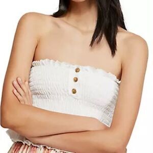 Free People White Ruffle Babe Tube Top